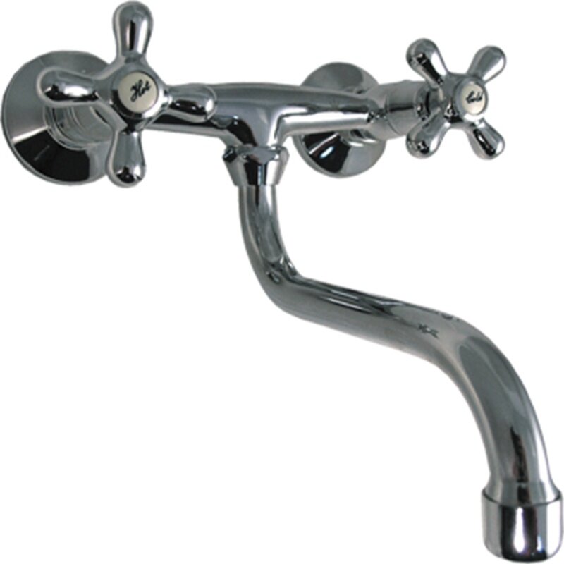 фото Смеситель кухня MELODIA Galateo настенный нижний излив, крест керамика MDV 40212