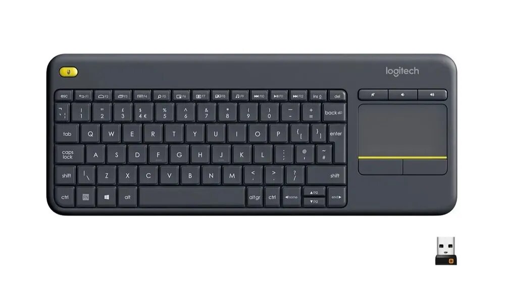 Клавиатура беспроводная Logitech K400 PLUS, Английская клавиатура, черный — фото 1