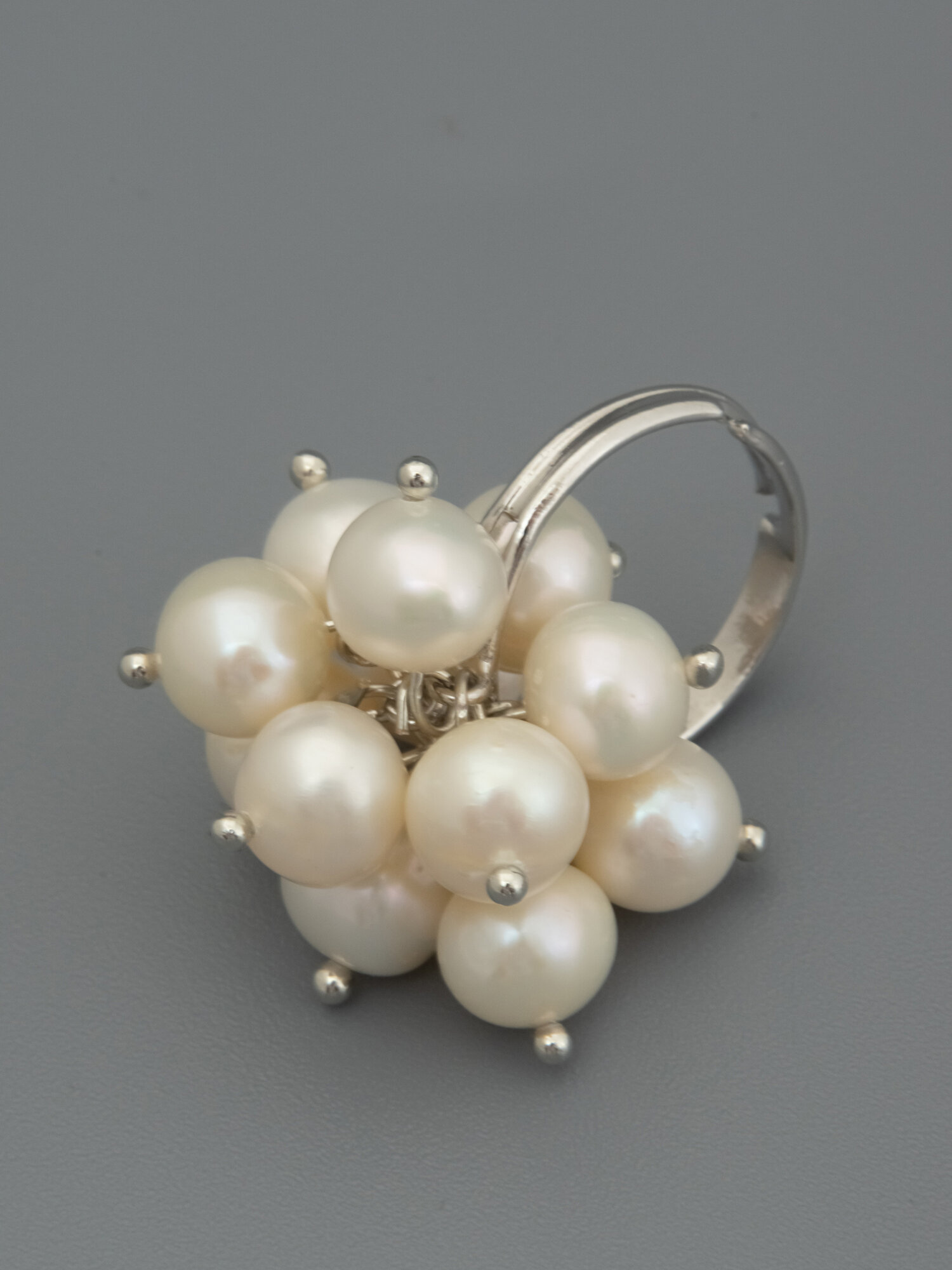 Кольцо ЖемАрт, жемчуг пресноводный культивированный, жемчуг пресноводный, жемчуг культивированный, белый — фото 1