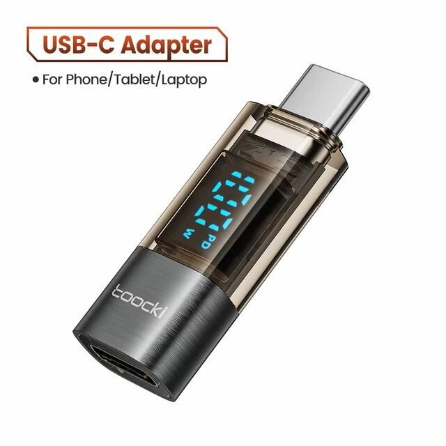 Адаптер Toocki USB-C Type-C с максимальной мощностью 100 Вт, цифровой преобразователь OTG для телефонов, планшетов, ноутбуков