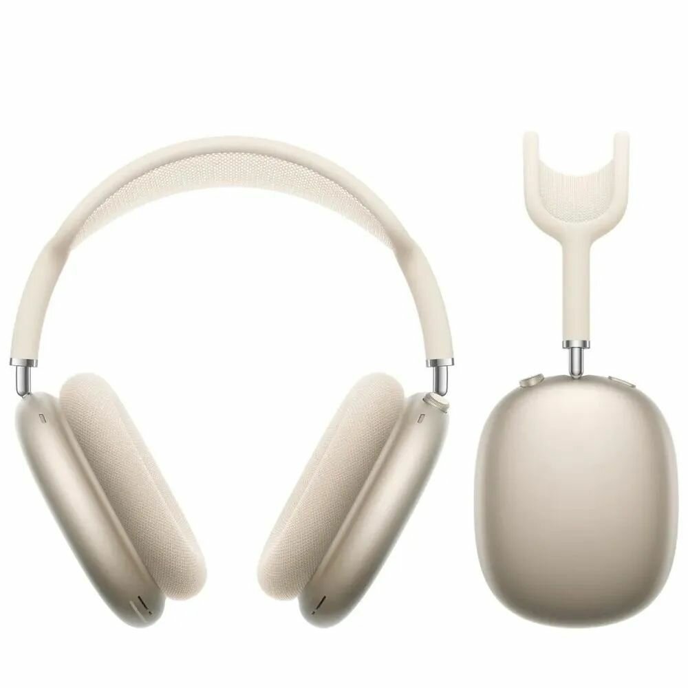 Наушники беспроводные с микрофоном Air Max 2024 Бежевые Bluetooth USB Type-C