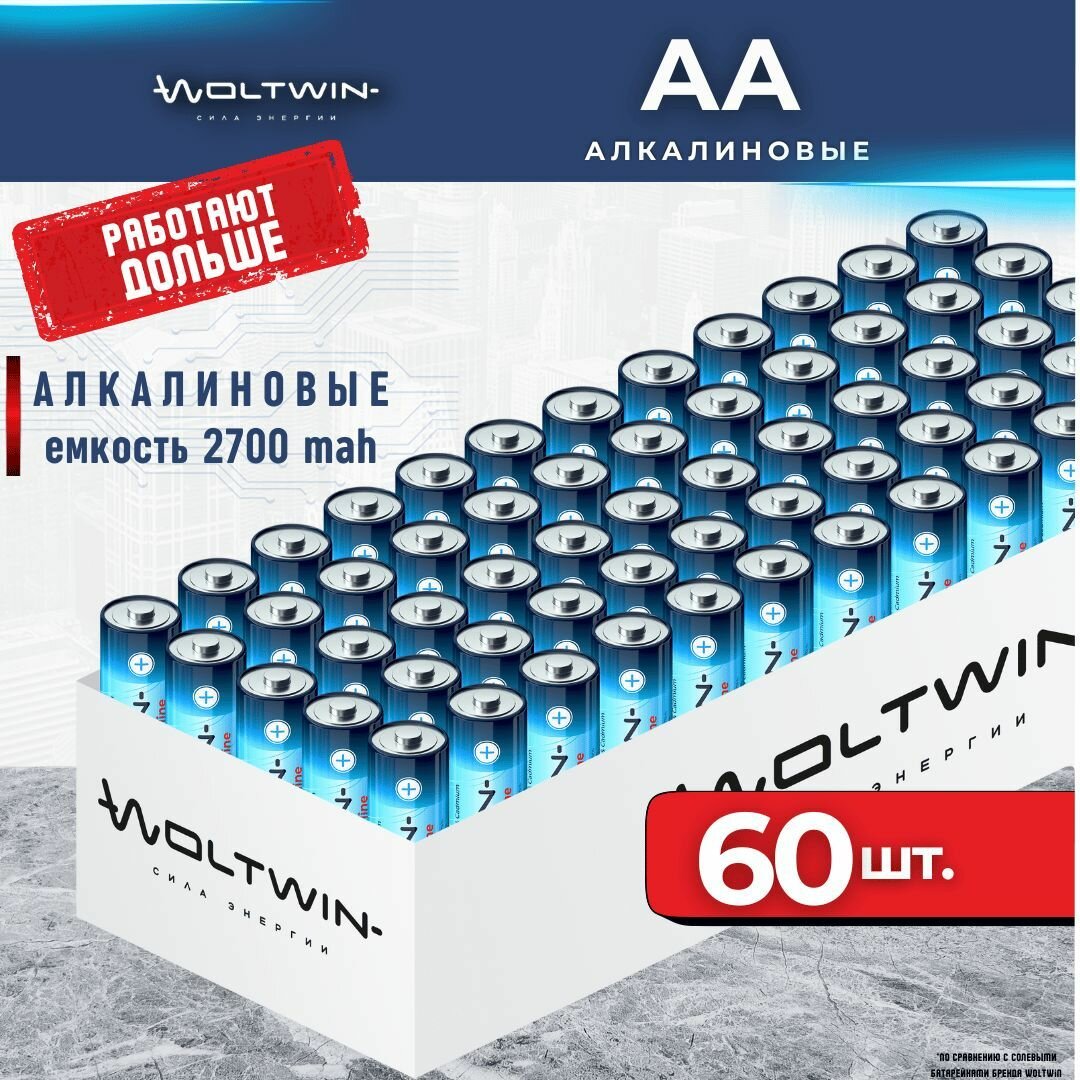 Батарейка пальчиковые щелочные LR06 AA Alkaline 60 шт