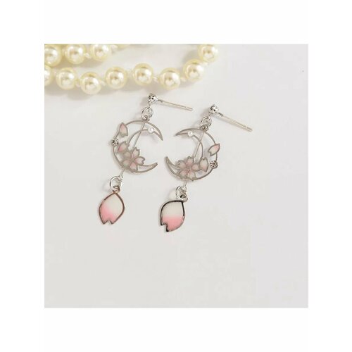 фото Серьги пусеты, эмаль, белый, золотой, розовый, серебряный be self true jewel