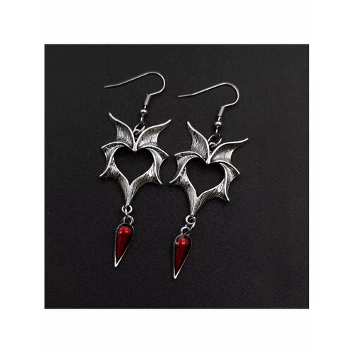 фото Серьги пусеты, эмаль, красный, бордовый, серебряный be self true jewel
