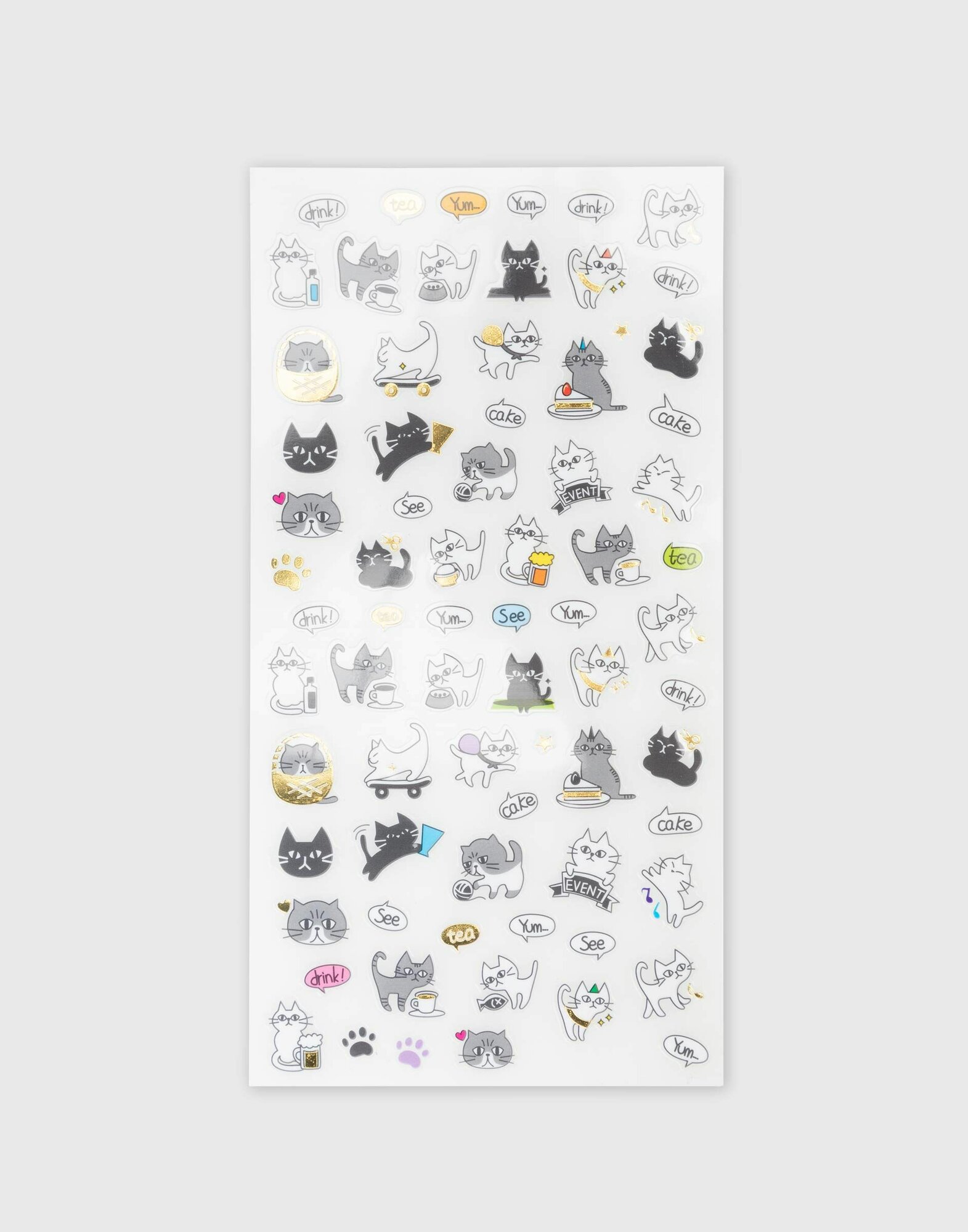 Набор наклеек с котами для творчества и ведения дневника 1 лист
