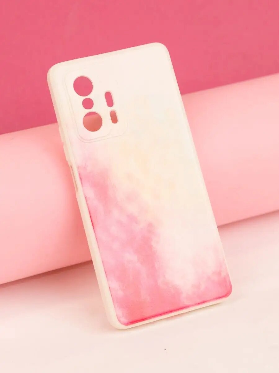 Чехол О'кейси "Принт краски", для Xiaomi Mi 11T/Pro, бежевый/красный/розовый