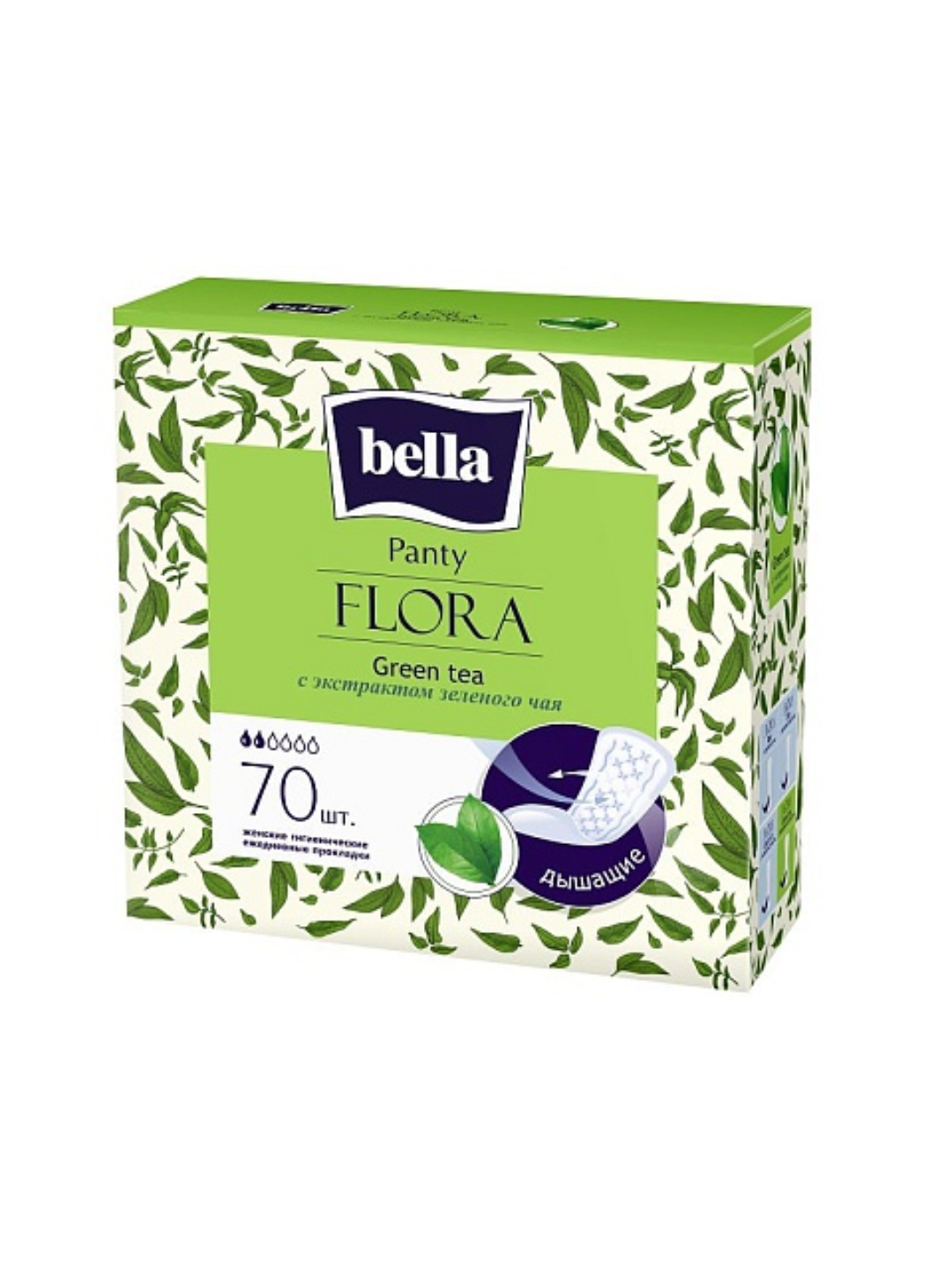 Прокладки ежедневные Bella Flora Panty, 70шт, с экстрактом зеленого чая
