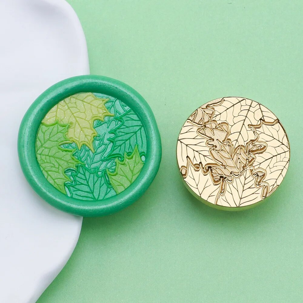 Штамп с сургучной печатью кленовый лист/бамбук 4