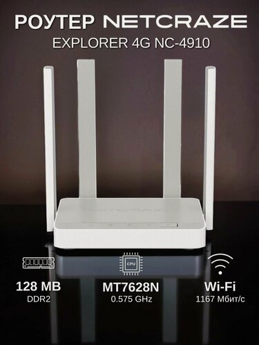 Изображение товара Wi-Fi роутер Netcraze Keenetic Explorer 4G (NC-4910)