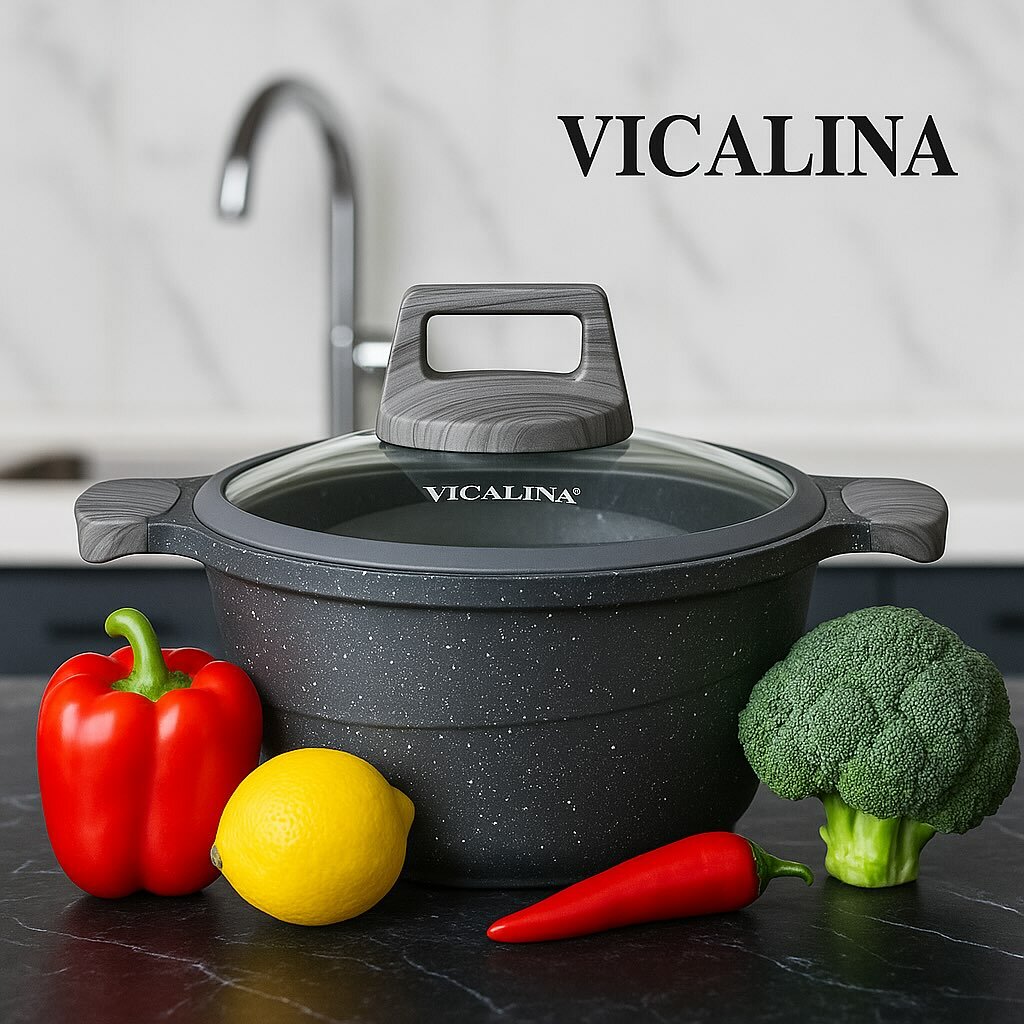 Казан Vicalina, алюминиевый, антипригарное покрытие, утолщенное дно, 6.4 л