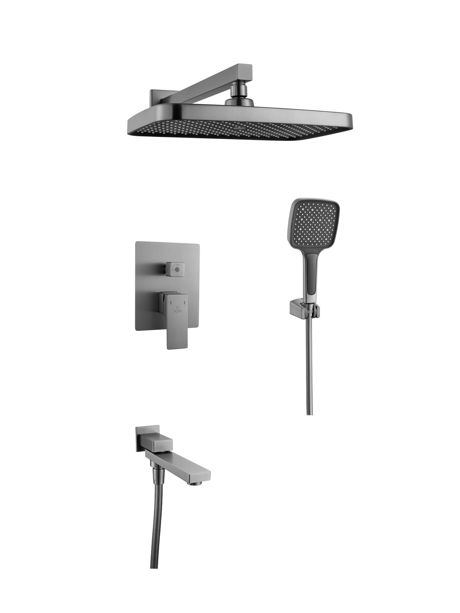 Душевая система встраиваемая Rose R2835T, Оружейная сталь