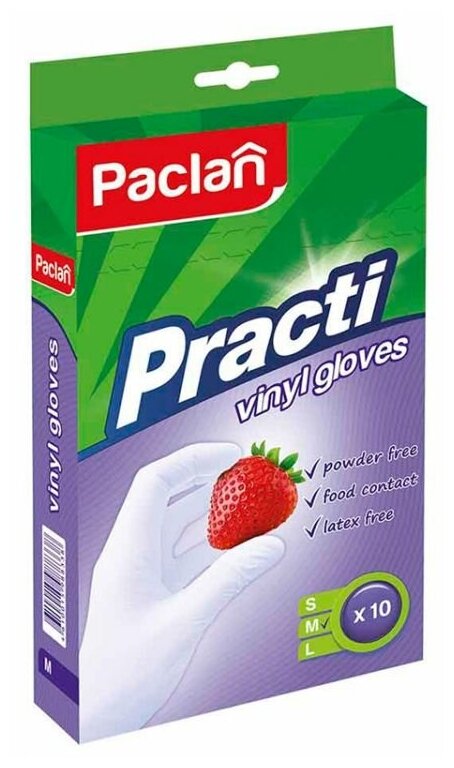Перчатки Paclan Practi виниловые, 5 пар, размер M, цвет прозрачный