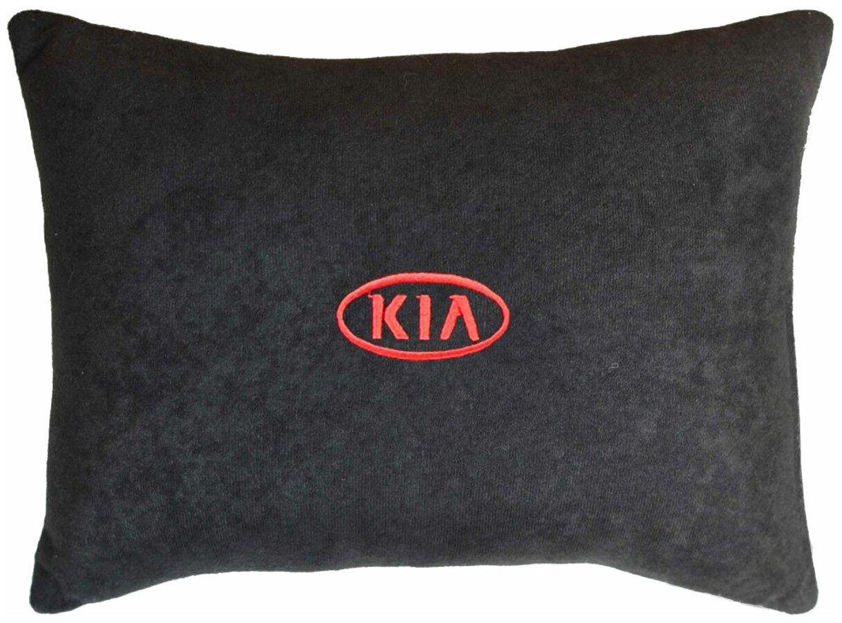 Подушка декоративная из велюра для (КИА) "Kia"/подушка в салон/подушка под спину/подушка для путешествий/автомобильная подушка/черный