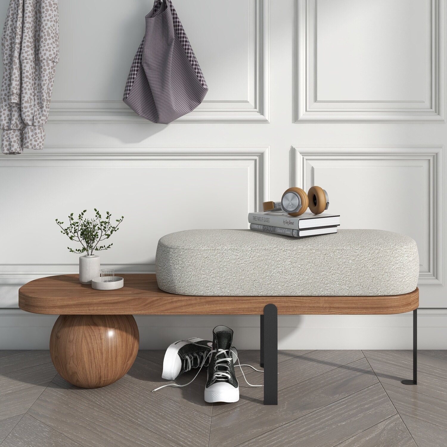 Банкетка для прихожей дизайнерская в стиле Casa Padrino Luxury Designer Bench (темное дерево 100*35*43 см)