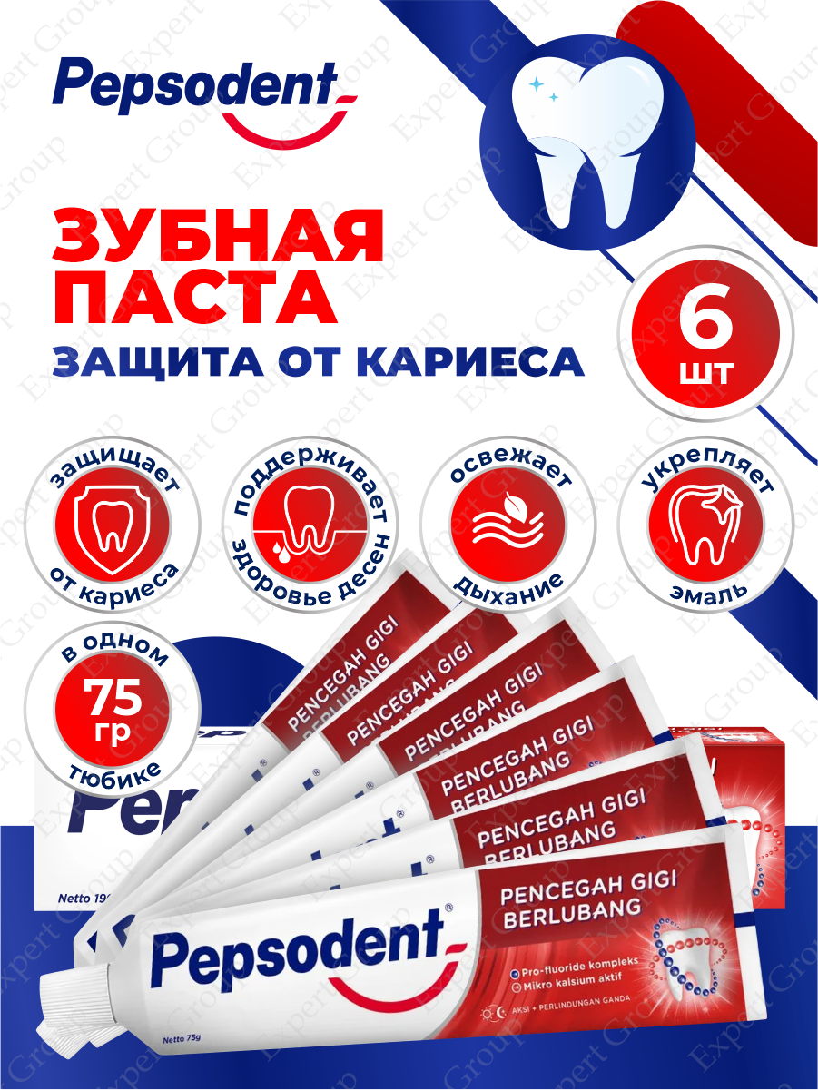 Зубная паста Pepsodent Защита от кариеса 75 гр. х 6 шт.