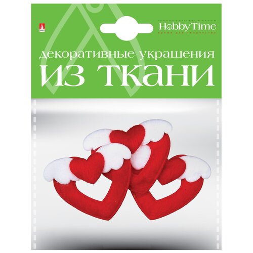 Декор из ткани, Набор №11 сердечки S ( 4 вида ) 2-159/07