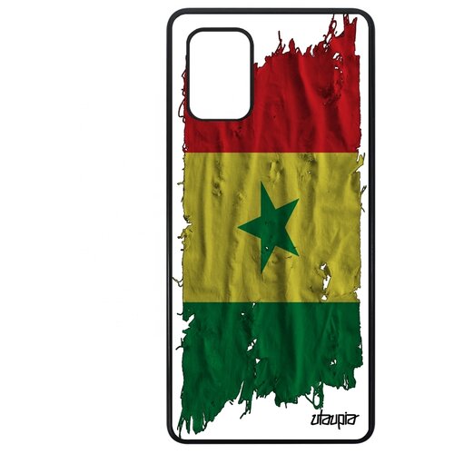 фото Чехол на galaxy a71, "флаг сенегала на ткани" страна патриот utaupia