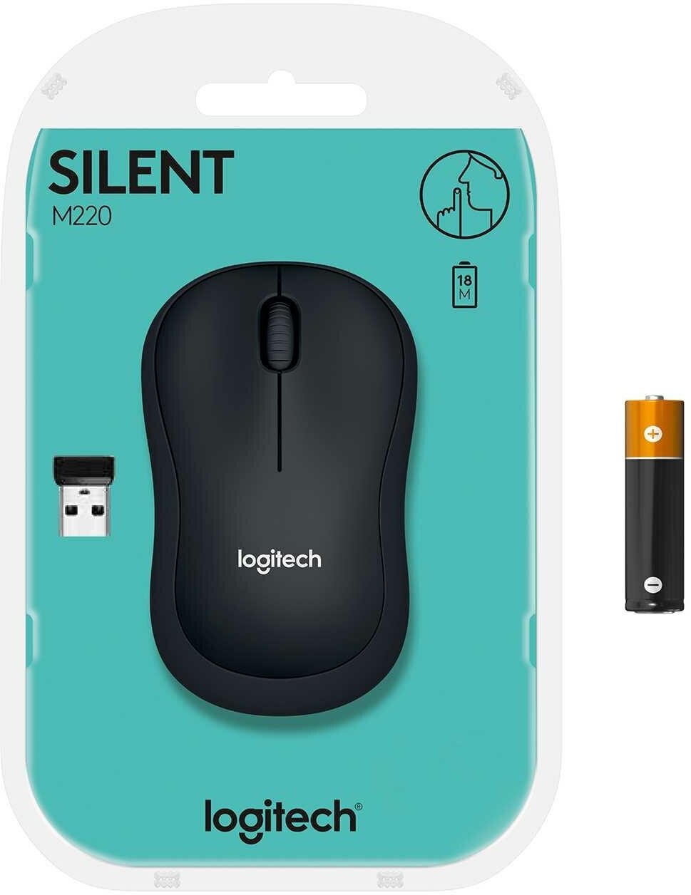 Мышь беспроводная Logitech M220 Silent Charcoal 910-004878 черная оптическая 1000dpi 24 GHz USB-ресивер бесшумная (066199)