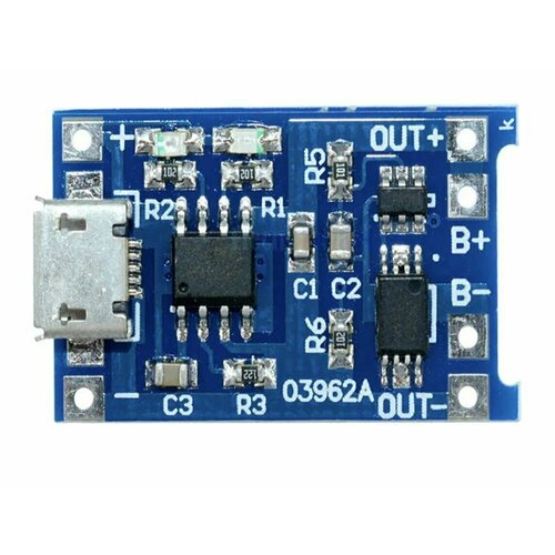 Контроллер / модуль / плата заряда Li-Ion аккумуляторов TP4056 Micro USB с защитой
