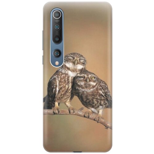 фото Ультратонкий силиконовый чехол-накладка для xiaomi mi 10 с принтом "пара совушек" gosso