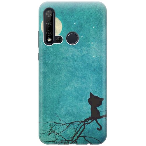 фото Re:paчехол - накладка artcolor для huawei nova 5i / p20 lite (2019) с принтом "котенок и луна"