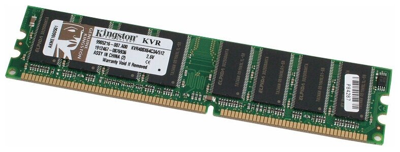 Оперативная память Kingston 524.288 МБ DDR 400 МГц DIMM CL3 KVR400X64C3A/512