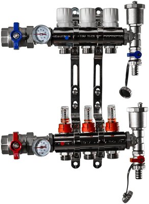 Коллекторная группа Tim (KA003) 1" ВР, 3 отвода 3/4"