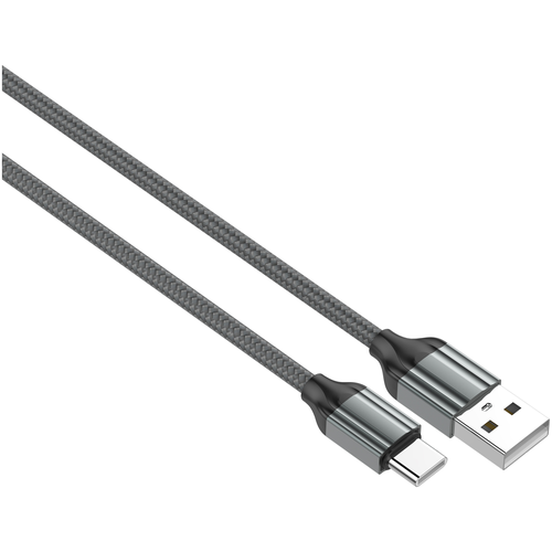 Кабель LDNIO LS431/ USB Type-C/ 1m/ 2.4A/ медь: 86 жил/ Нейлоновая оплетка/ серый