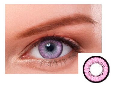 Цветные контактные линзы EOS 203 Pink на 1 год 0.0 / 14 / 8.6, Розовые, 2 шт.