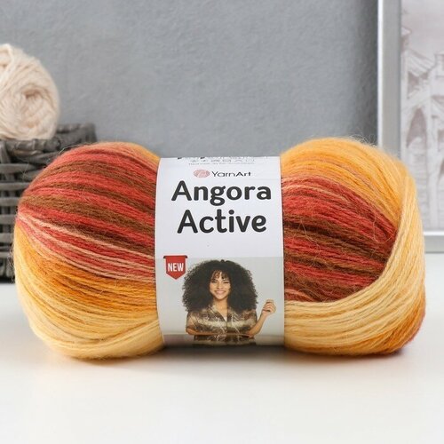 пряжа yarnart angora active 25% мохер 75% акрил 500 м 100 гр 842 синий голубой белый 1 шт YarnArt Пряжа Angora Active 20% мохер, 80% акрил 500м/100гр (844 бордово-персиковый)