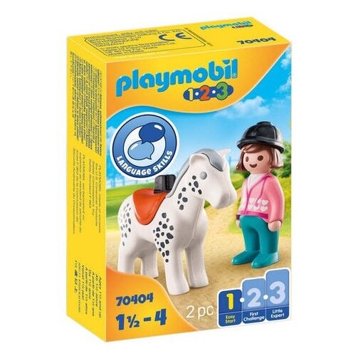 фото Набор с элементами конструктора playmobil 1-2-3 70404 всадник с лошадью