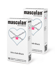 Презервативы Masculan Ultra Safe Black №10, 2 упаковки (20 презервативов, ультрапрочные, черного цвета)