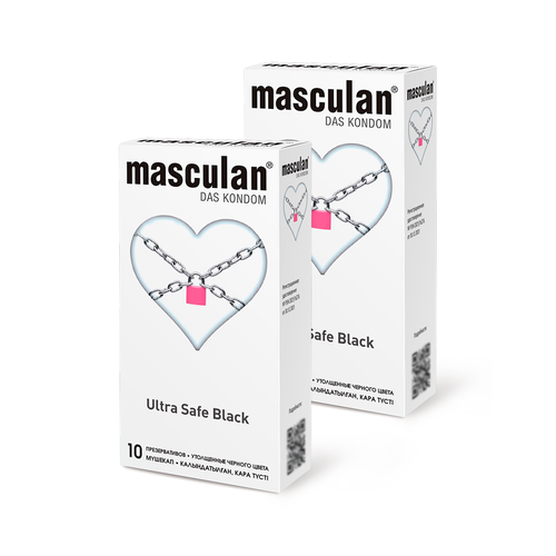 Презервативы Masculan Ultra Safe Black №10, 2 упаковки (20 презервативов, ультрапрочные, черного цвета) презервативы утолщенные черного цвета black ultra safe masculan маскулан 3шт