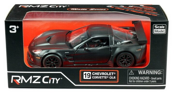 Машинка металлическая Uni-Fortune RMZ City 1:32 Chevrolet Corvette C6. R, инерционная, серый матовый цвет, 16.5 x 7.5 x 7см