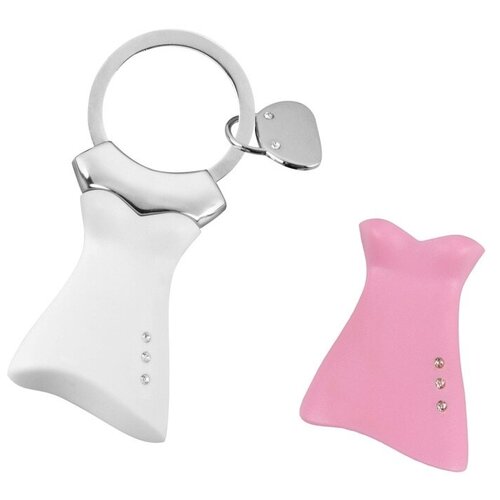 фото Брелок со сменными декоративными насадками в виде платьев и сумочки, розовый/белый/серебристый yoogift