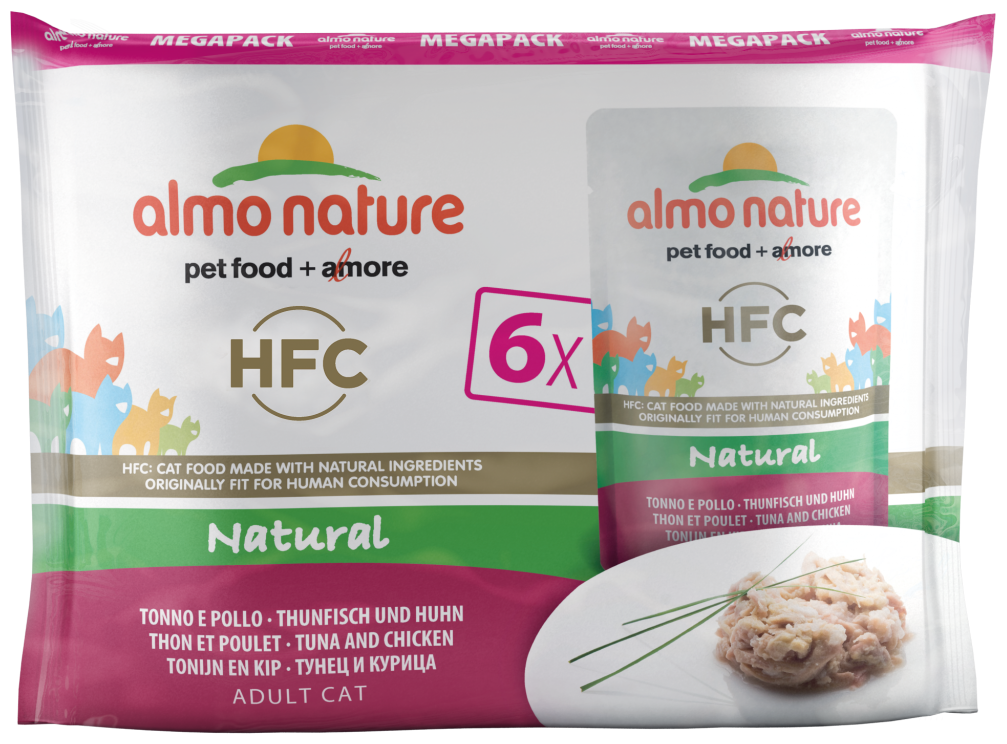 ALMO NATURE CAT CLASSIC NATURE MULTIPACK набор паучей для взрослых кошек с тунцом и курицей 6 шт х 55 гр (1 шт) - фотография № 1