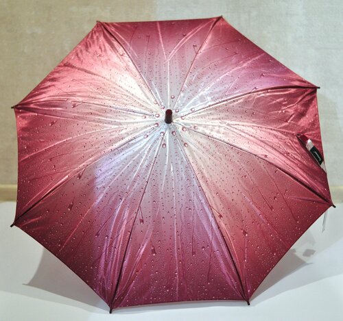Зонт-трость полуавтомат, купол 85 см., 8 спиц, красный