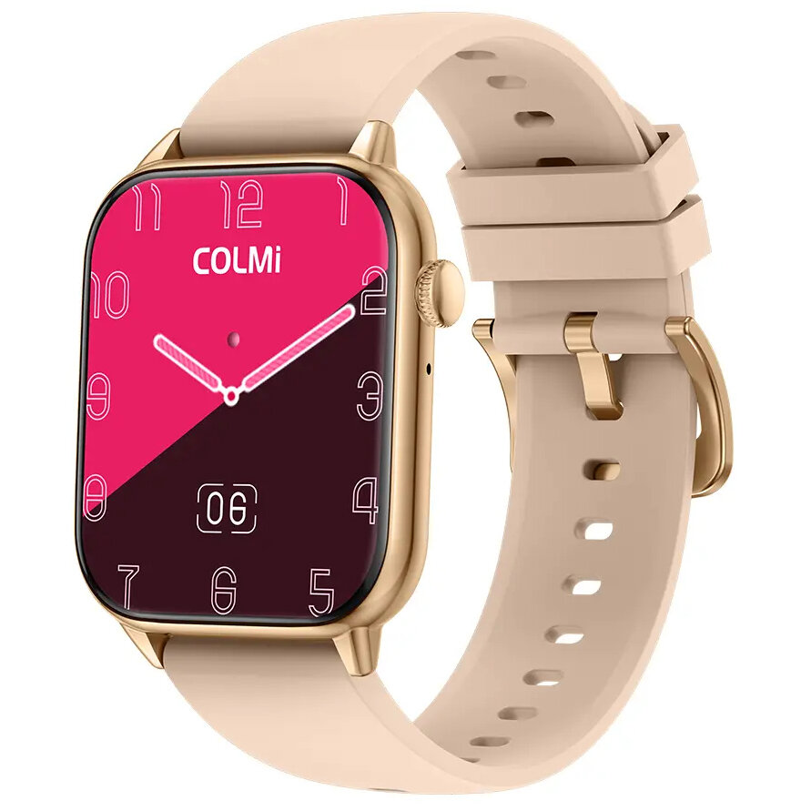 Умные часы COLMi C60 золотистые / розовый ремешок