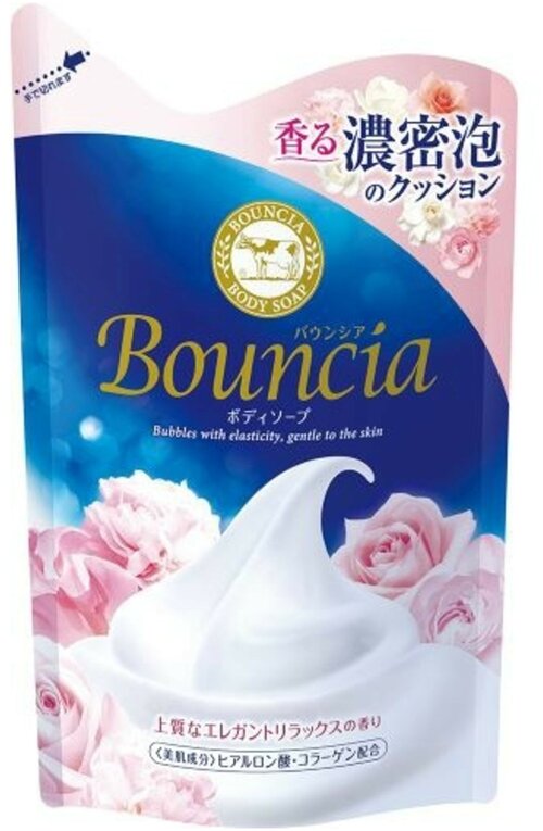 Cow Brand Мыло жидкое Bouncia с ароматом цветов, 400 мл, 400 г