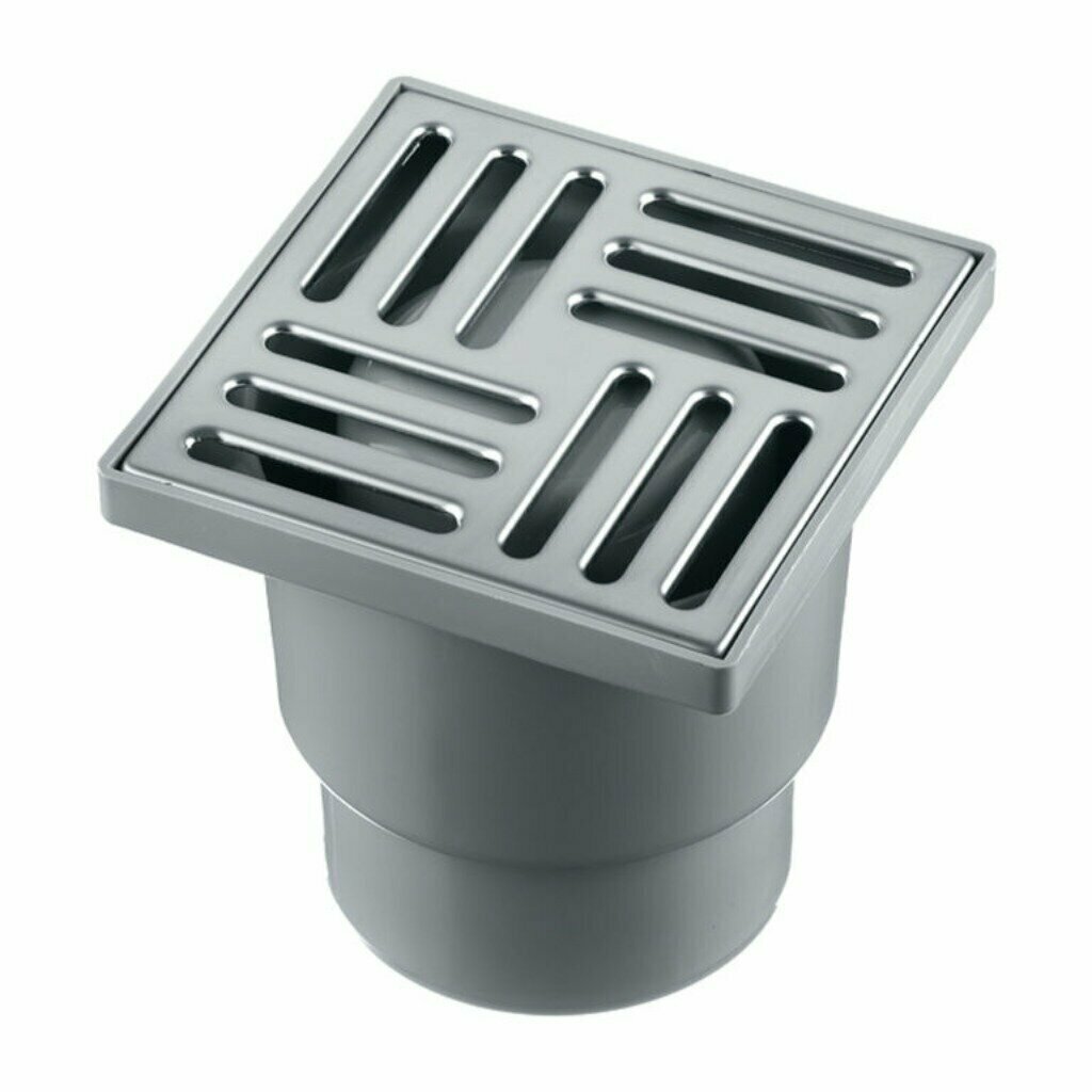 фото Трап канализационный прямой, 110 мм, 150х150 мм, РосТурПласт, нерегулируемый, пластик, 11399