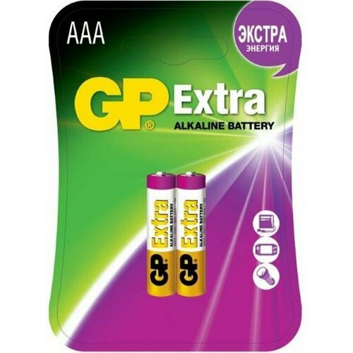 Батарея GP Extra Alkaline 24AX LR03 AAA (2шт) блистер набор алкалиновых батареек gp batteries тип аа 40 шт