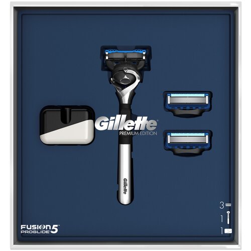 Набор Gillette подарочный: бритвенный станок Fusion5 ProGlide Flexball, подставка, сменные кассеты 2 шт., синий косметика для мужчин gillette бритва fusion5 proglide и 1 кассетой с 5 лезвиями
