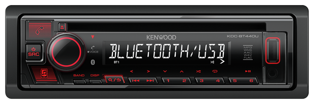 Автомагнитола KENWOOD KDC-BT440U, черный/красный