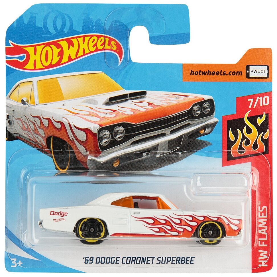 Легковой автомобиль Hot Wheels Flames 69 Dodge Coronet Super Bee, 7.8...