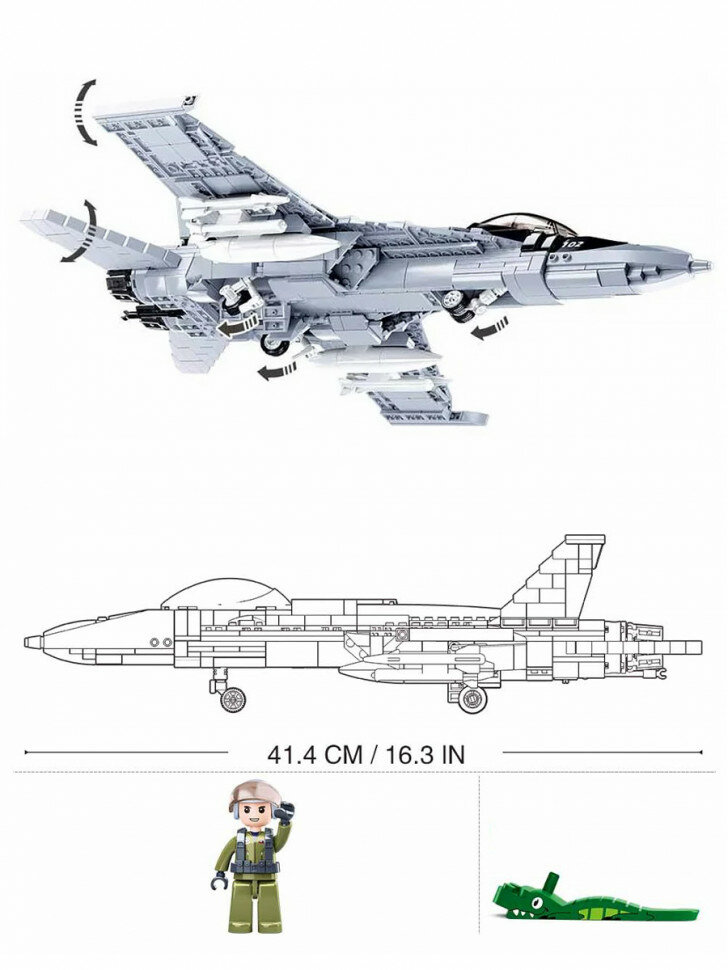 Конструктор "Истребитель" (682 дет.) в коробке M38-B0928 Sluban - фото №6