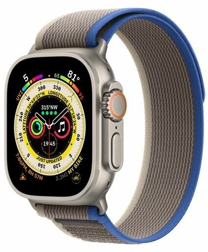 Нейлоновый тканевый ремешок "Trail Loop" для Apple Watch Series 1-8 и Ultra - 42/44/45/49 мм (эпл вотч), синий-серый