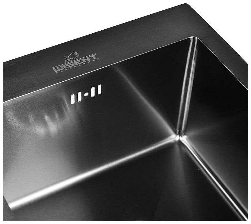 Комплект кухонная мойка из нержавеющей стали WISENT 7851B-SR с PVD покрытием (78х51см) со складной решеткой. - фотография № 5