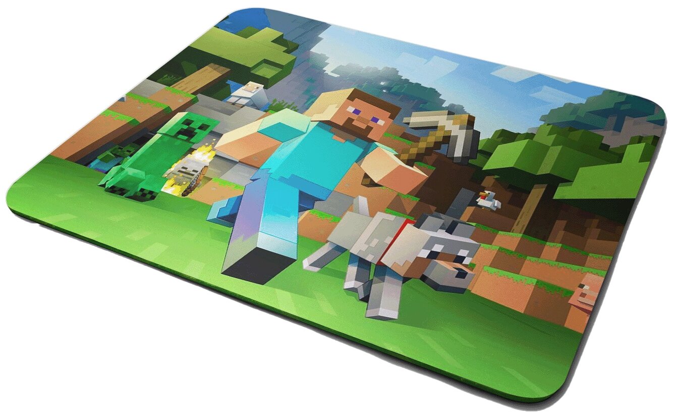Коврик для мыши Minecraft (майнкрафт, пиксели, кубики, открытый мир, персонаж, стив)-1
