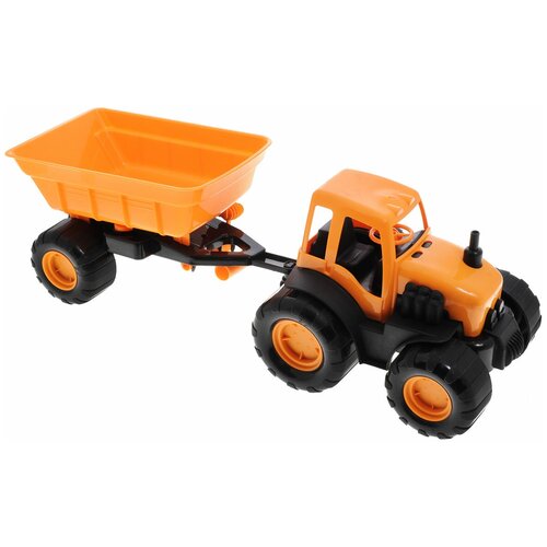 Трактор ZEBRATOYS с прицепом Active в коробке (15-10174), 44 см, оранжевый