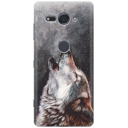 фото Cиликоновый чехол на sony xperia xz2 compact / сони иксперия икс зет 2 компакт с принтом "морозный волк" gosso